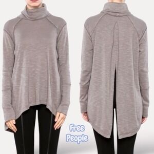We The Free People Tunic Top Gray Relaxed Fit Cowl Neck Long Sleeve Large L